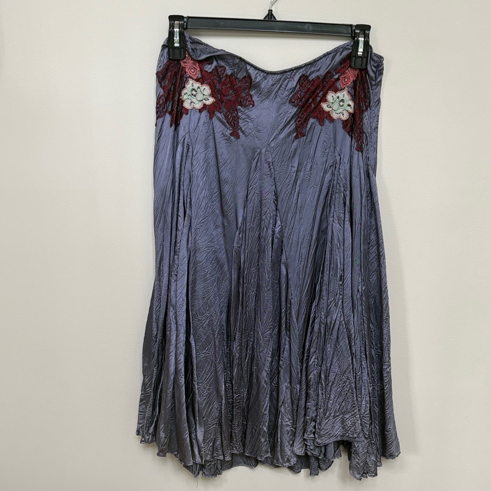 Free People Lavender Circle Skirt with Red Lace Accents